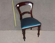   Mahogany Dining chair with blue upholstery     $120